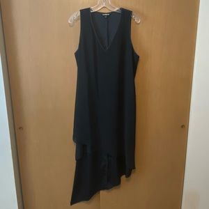 Little black asymmetrical v-neck dress